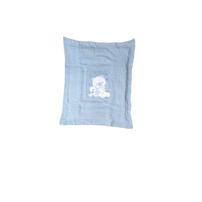 Funda nórdica efecto lana azul claro con bordado de osos - 