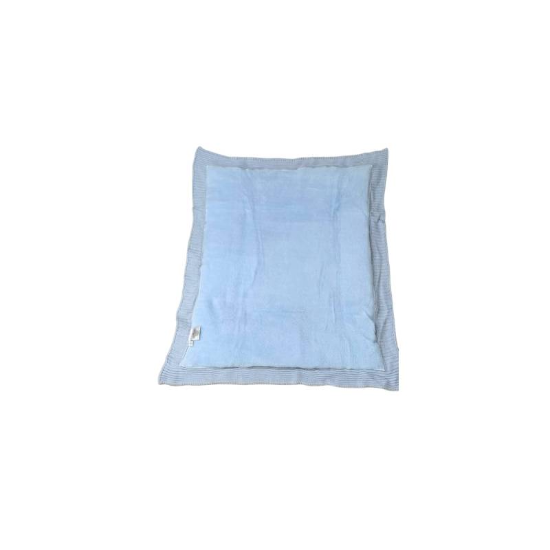 Light blue wool-effect cradle duvet cover with bear embroidery - 