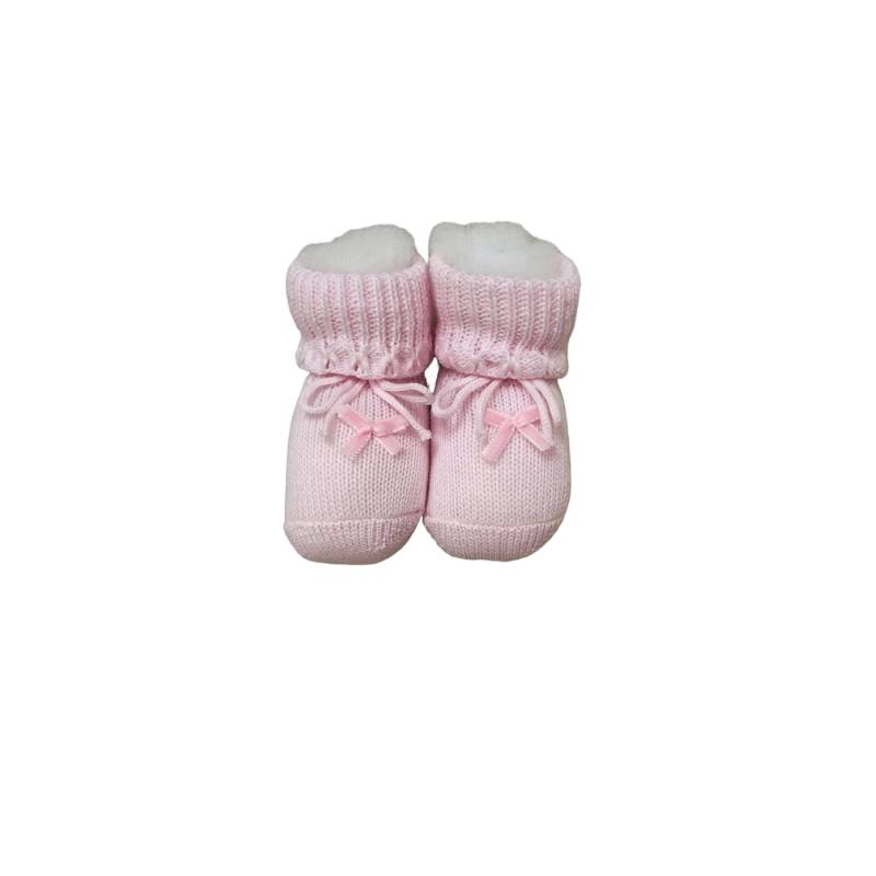 Baby soft slippers in warm baby pink cotton - 