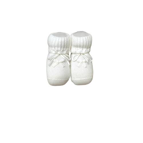 Sapatos de bebé recém-nascido de cor creme clara em algodão quente tamanho 0/3 meses - 