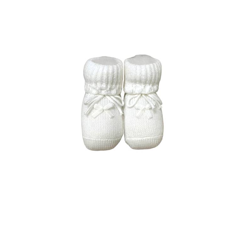 Scarpine neonata/o color panna chiaro in caldo cotone misura 0/3 mesi - 