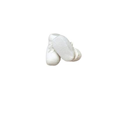Helle cremefarbene Neugeborenen-Babyschuhe aus warmer Baumwolle Größe 0/3 Monate - 