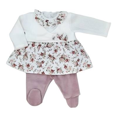 Ensemble pour nouveau-né Teto&Ttta en chenille crème et rose avec clinique taille 1 mois - 