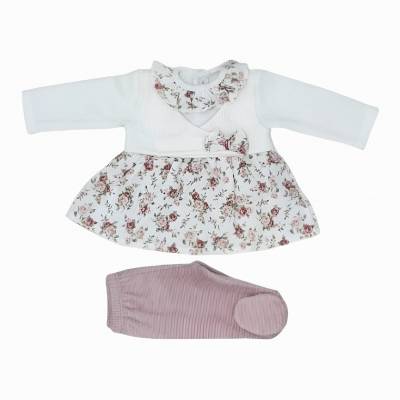 Corredino neonata Teto&Ttta in ciniglia panna e rosa con clinico misura 1 mese - 