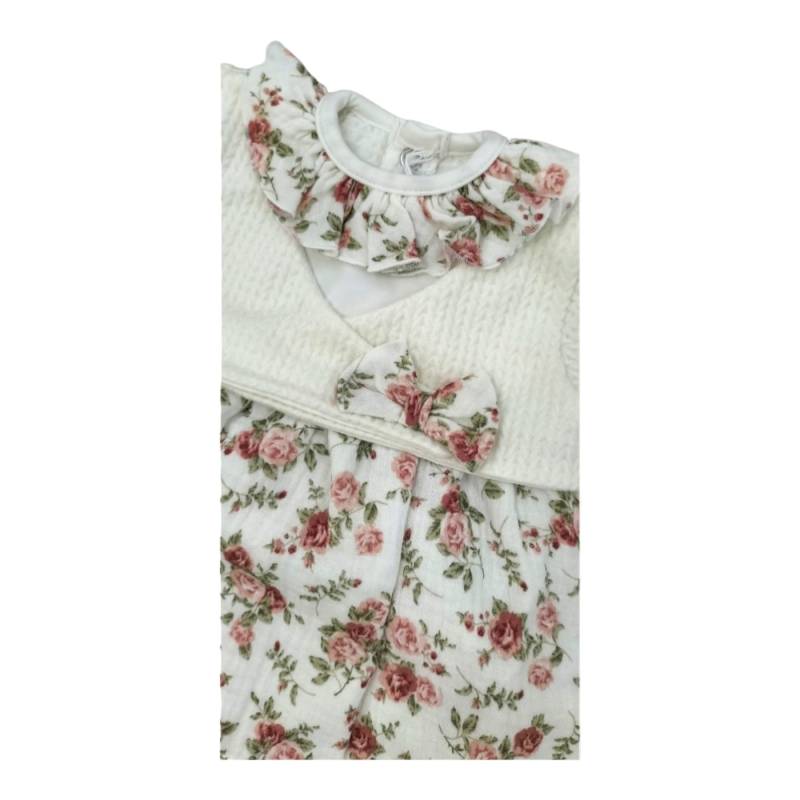 Ensemble pour nouveau-né Teto&Ttta en chenille crème et rose avec clinique taille 1 mois - 