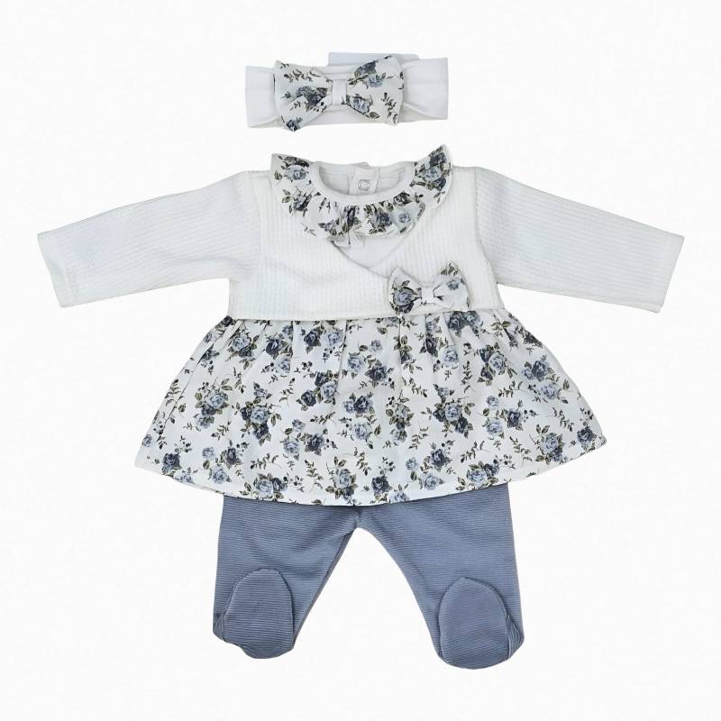 Teto&Tatta couvre-bandeau nouveau-né taille 1 mois 8n chenille crème et bleu clair - 