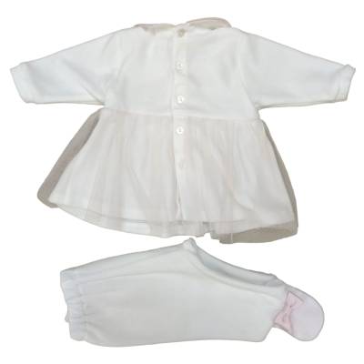 Funda clínica bebé niña Minù elegante chenilla con capota y babero - 
