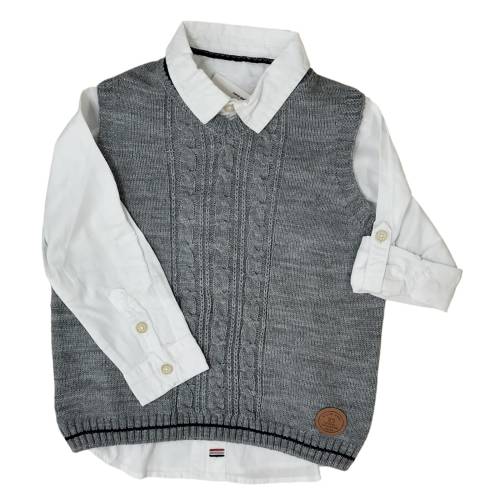 Roupa completa para criança calças camisa camisa sem mangas 4/6/8 anos -  2