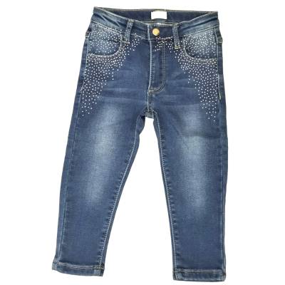 Jeans bambina FunFun 9 e 24 mesi blu con brillantini dorati - 