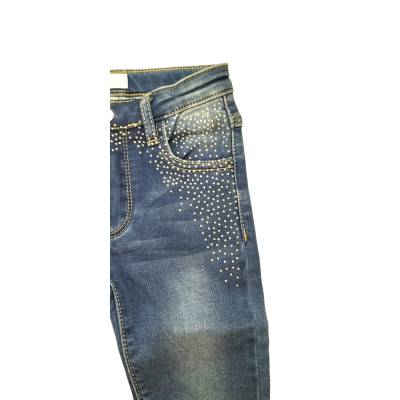 Jeans bambina FunFun 9 e 24 mesi blu con brillantini dorati - 
