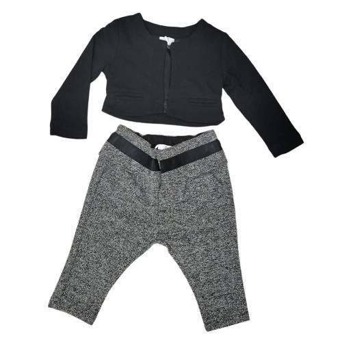 Conjunto de roupa de menina FunFun casaco e calças pretos e brancos -  2