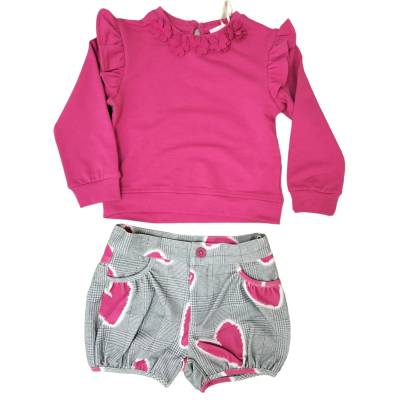 Shorts und Sweatshirt Mädchenkleidung Größe 2 Jahre Fun&Fun grau und fuchsia - 