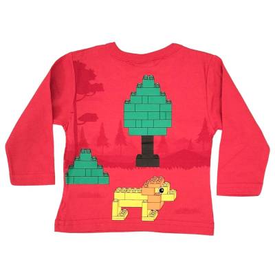 Traje bebé 3 meses jersey estampado lego rojo y pantalón azul - 