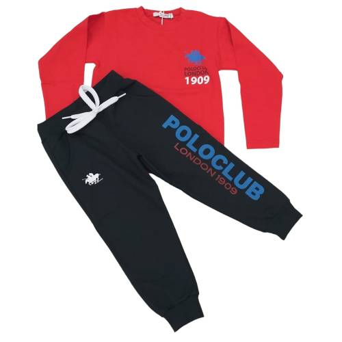 Blauer und roter Baumwoll-Trainingsanzug für Jungen 3/4/5/7 Jahre Poloclub London -  2