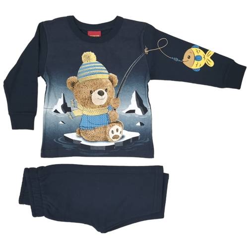 Survêtement coton 3/6 mois avec pantalon polaire bleu - 