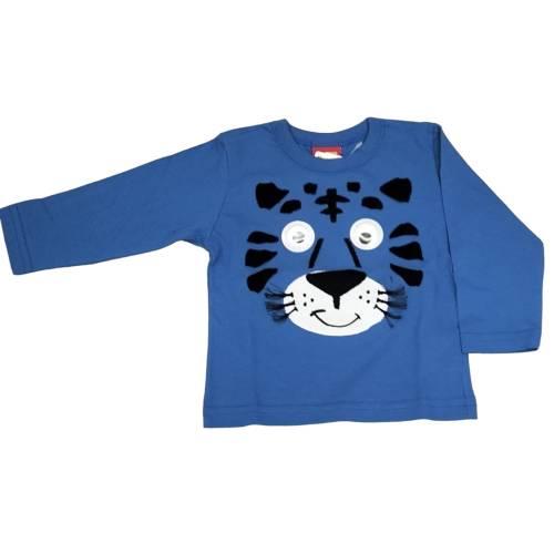 Boy's long-sleeved cotton jersey 3/6/9 months blue - 
