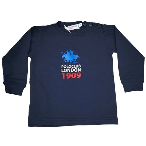 Camisola de manga comprida para bebé 9 e 18 meses azul algodão Polo London - 