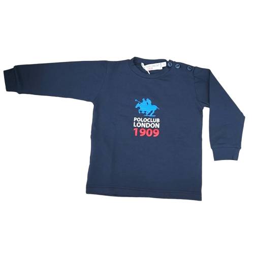 Baby long-sleeved sweater 9 and 18 months blue cotton Polo London -  2
