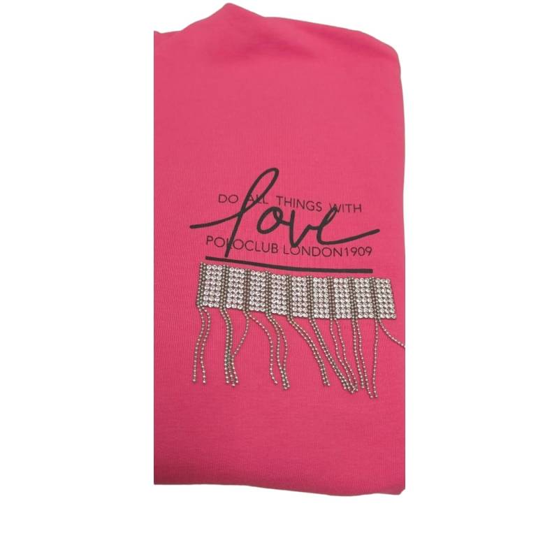 Survêtement en coton rose fort pour fille de 4 ans avec pantalon et veste zippée - 