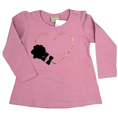 Maglia in cotone rosa a manica lunga bambina misura 1/3/4 anni - 