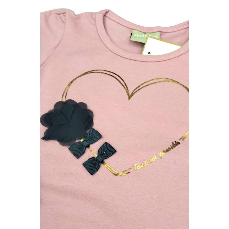 Langärmeliges rosa Baumwolltrikot für Mädchen, Größe 1/3/4 Jahre - 