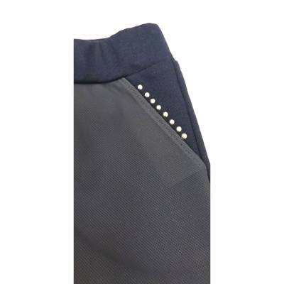 Leggins blu bambina in cotone ed ecopelle misura 1 e 3 anni - 