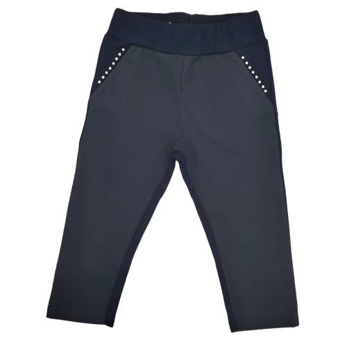 Girl's blue cotton and faux leather leggings in sizes 1 and 3 years - 