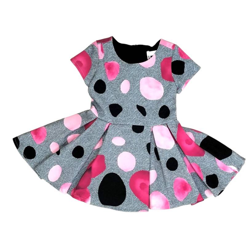Vestido de outono/inverno FunFun para menina de 3 anos com padrão colorido - 