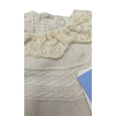 Coprifasce clinico neonata con cuffietta abbigliamento 3 mesi misto lana avorio - 