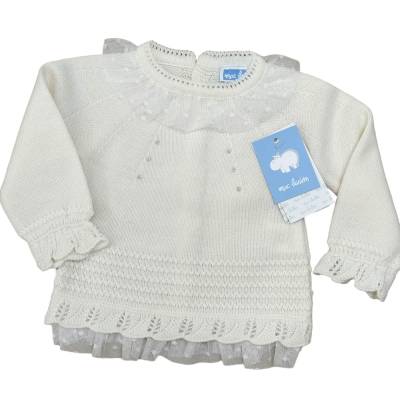 Kliniküberzug für Neugeborene aus einer Wollmischung in der Farbe Creme 1 Monat - 