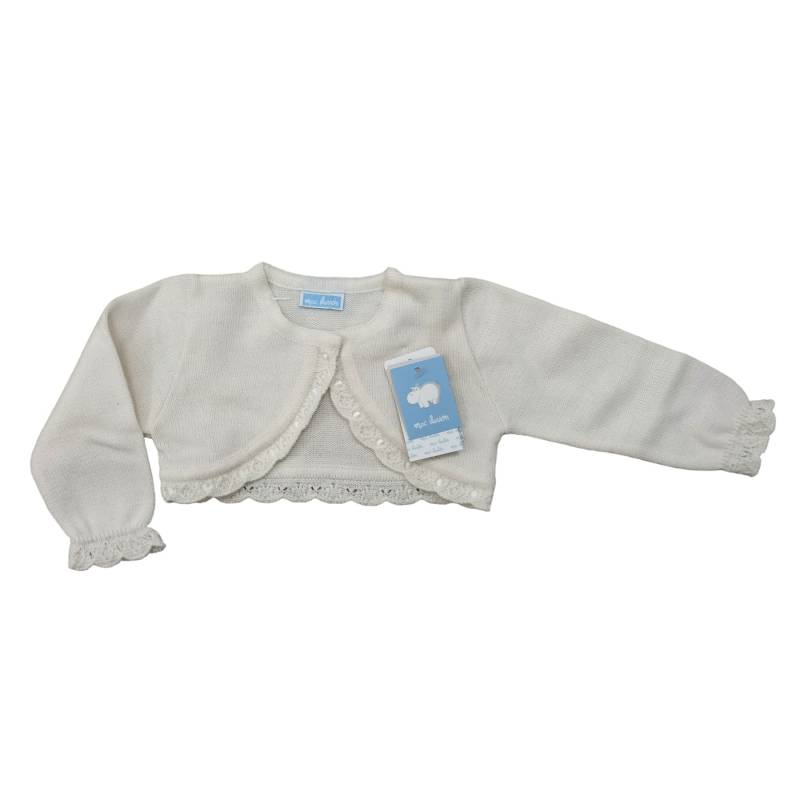 Giacchetta cardigan scaldacuore coprispalle in misto lana panna misura 3/12/18 mesi - 