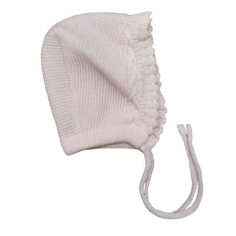 Bonnet nouveau-né en laine mélangée rose taille 0/3 mois - 