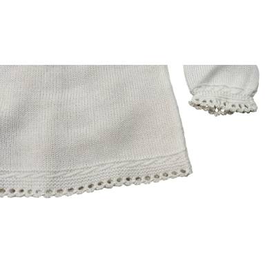 Couvre-bébé clinique 3 mois avec bonnet en laine ivoire - 