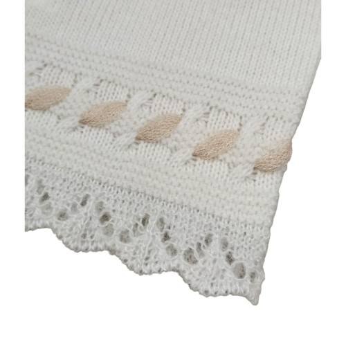 Coprifasce clinico con cuffietta neonata 3 mesi misto lana color panna -  2