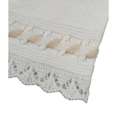 Coprifasce clinico con cuffietta neonata 3 mesi misto lana color panna - 