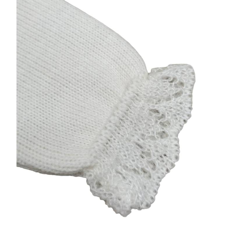 Coprifasce clinico con cuffietta neonata 3 mesi misto lana color panna - 