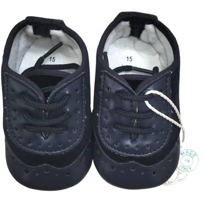 Scarpine neonato eleganti Minù blu in pelle e velluto misura 15/16/17 - 