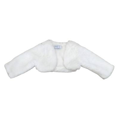 Châle boléro en fausse fourrure blanc pour bébé 3/6/12/18/24 mois - 