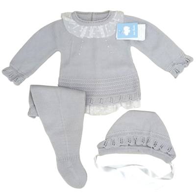 Housse pour nouveau-né en laine mélangée gris perle 3 mois - 