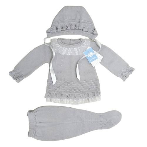 Housse pour nouveau-né en laine mélangée gris perle 3 mois -  2
