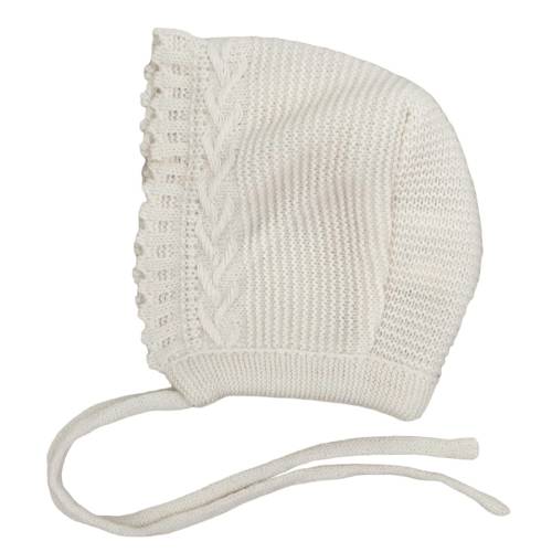 Cobertor para recién nacido en mezcla de lana beige con gorro talla 1 mes -  2