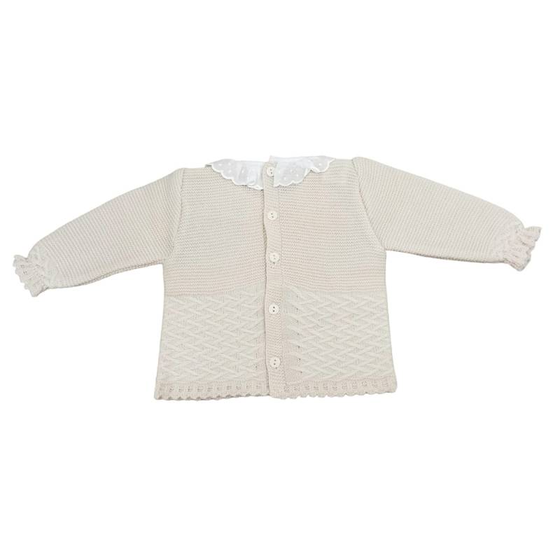 Coprifasce neonata beige misto lana con cuffietta misura 1 mese - 