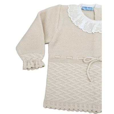 Cobertor para recién nacido en mezcla de lana beige con gorro talla 1 mes - 
