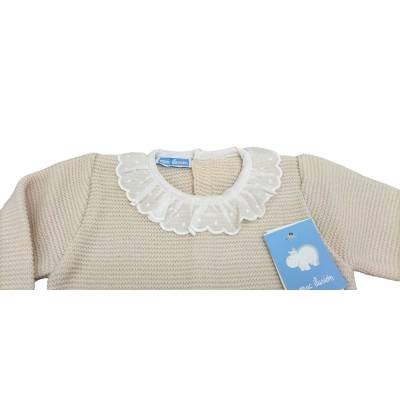 Beige wool-blend newborn cover with bonnet size 1 month - 