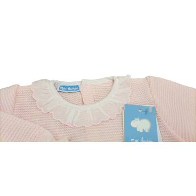 Gorro em tecido de lã cor-de-rosa tamanho 1 mês - 