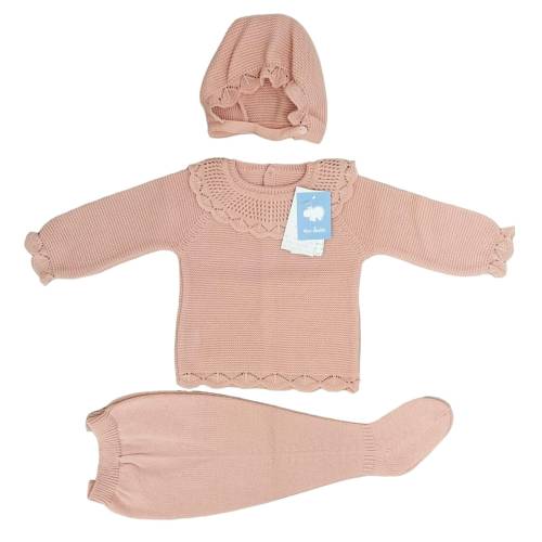 Cobertor para recién nacido con gorro de mezcla de lana talla 3 meses - 