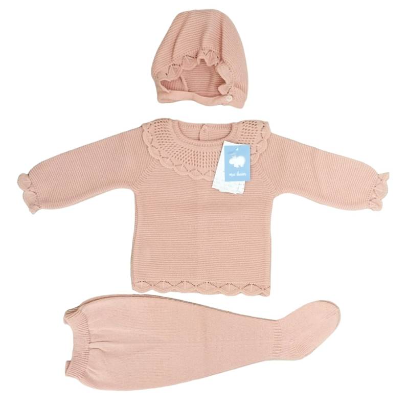 Cobertor para recién nacido con gorro de mezcla de lana talla 3 meses - 