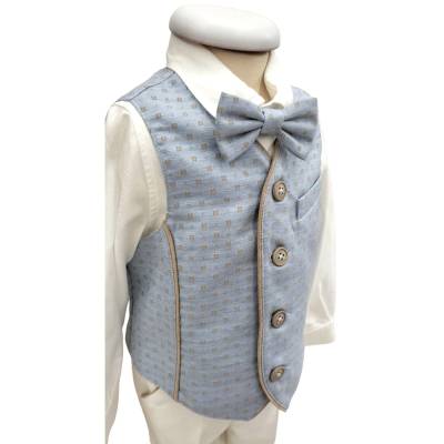 Completo abito elegante bambino invernale 12 e 18 mesi Minù bianco celeste e tortora - 