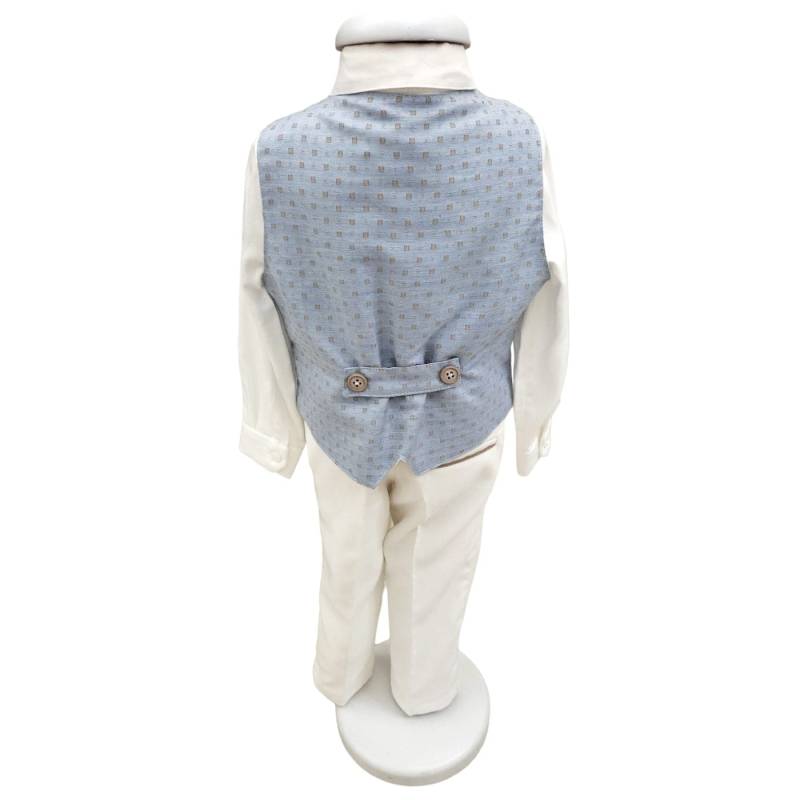 Completo abito elegante bambino invernale 12 e 18 mesi Minù bianco celeste e tortora - 