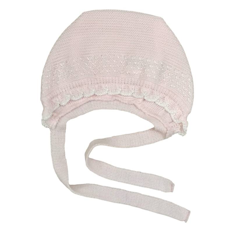 Copertina e coprifasce 3 mesi neonata in misto lana rosa - 